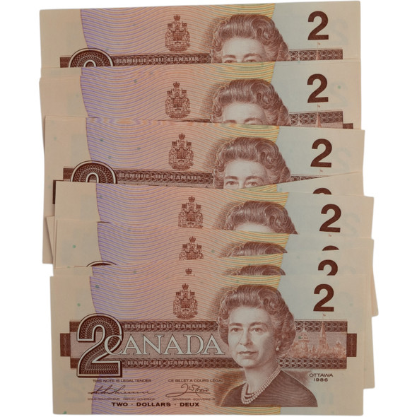 Canada: 1986 $2 Bank Of Canada Banknotes 19 in Sequence EGM