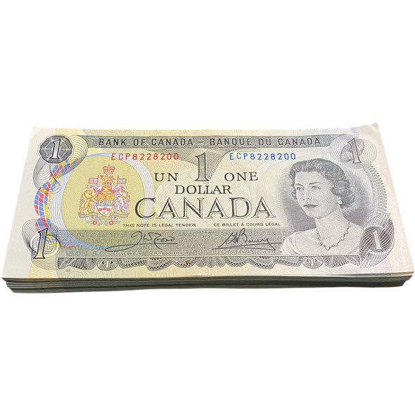 Canada: 1973 $1 Bank Of Canada Banknote Bundle 100 Pieces