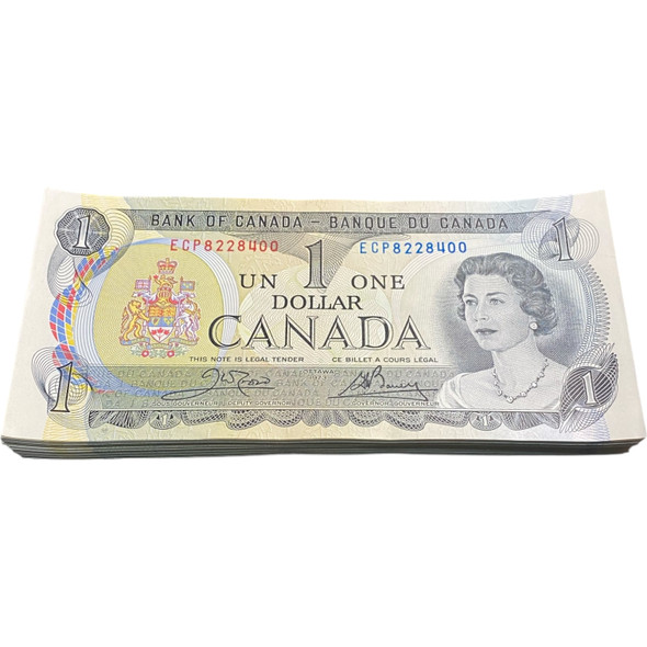 Canada: 1973 $1 Bank Of Canada Banknote Bundle 100 Pieces ECP
