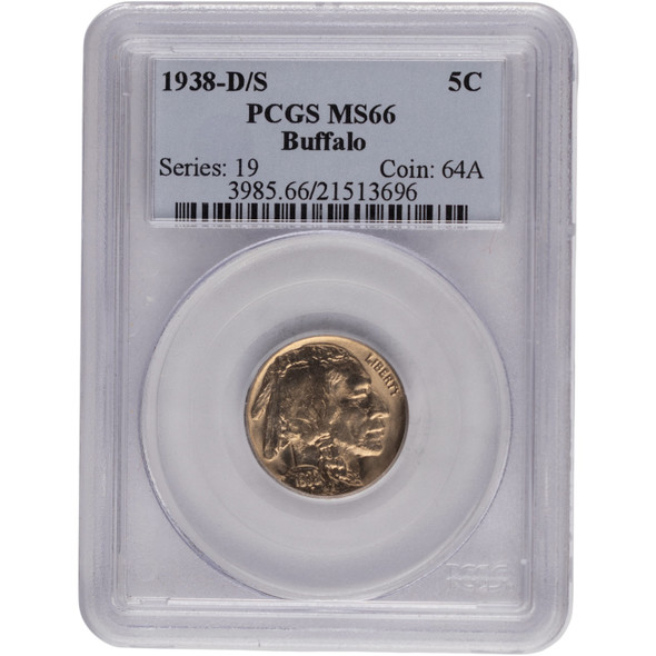 United States: 1938-D/S 5 Cents Buffalo PCGS MS66