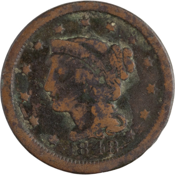 United States: 1848 1 Cent Braided Hair VG