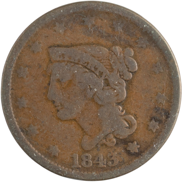United States: 1843 1 Cent Braided Hair