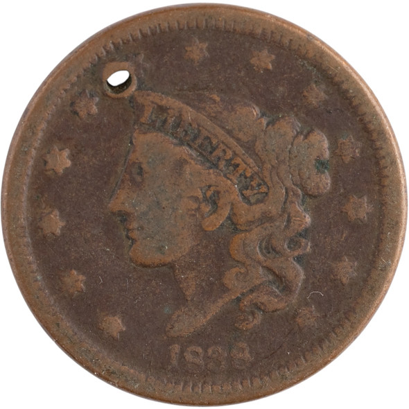 United States: 1938 1 Cent Coronet Head VG Holed