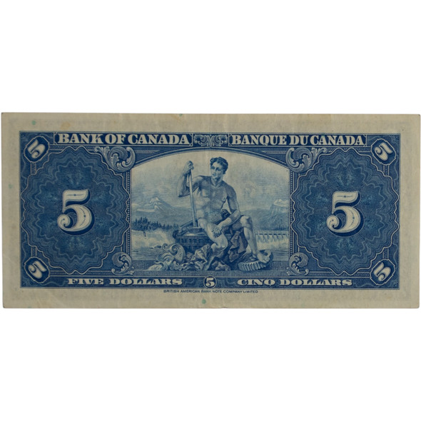 Canada: 1937 $5 Bank Of Canada Banknote Gordon-Towers K/C EF