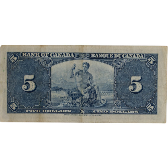 Canada: 1937 $5 Bank Of Canada Banknote Coyne-Towers VF30
