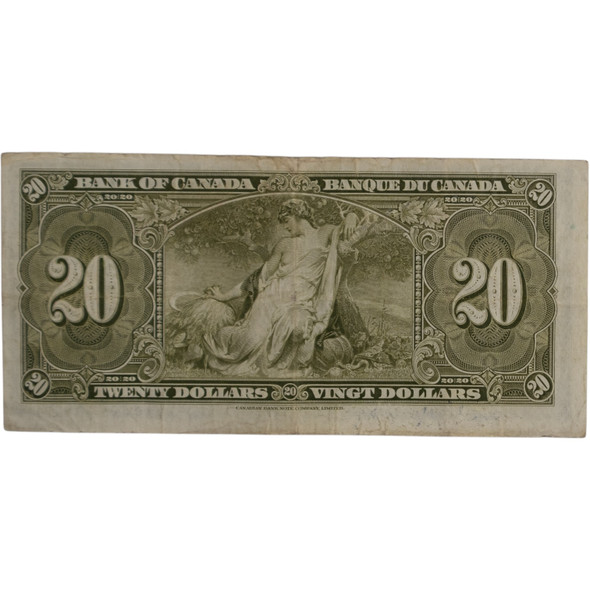 Canada: 1937 $20 Bank Of Canada Banknote Gordon-Towers E/E