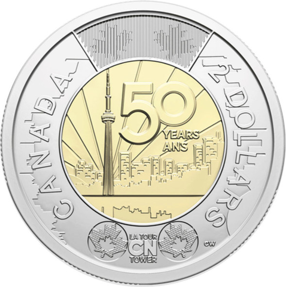 Canada: 2026 $2 CN Tower Toonie Non-Coloured BU Roll (25 Pieces)