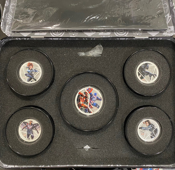 Fiji: 2016 $1 Captain America Civil War - Pure Silver 6-Coin Set with Lunchbox