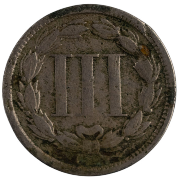United States: 1865 3 Cent VG Corrosion