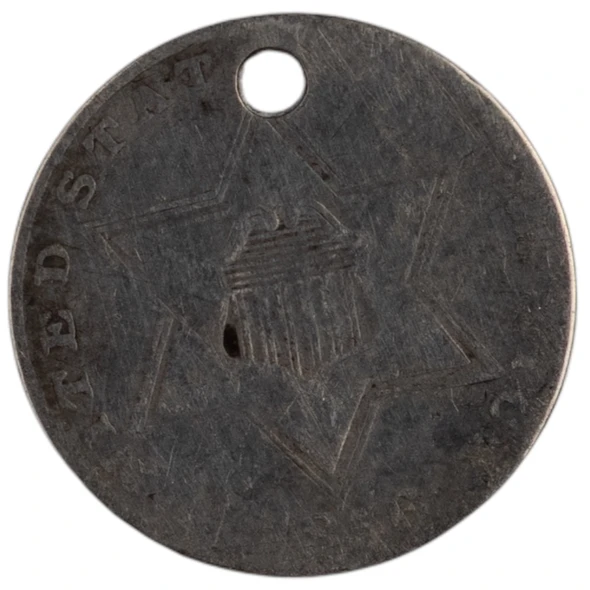 United States: 1856 3 Cent G Holed