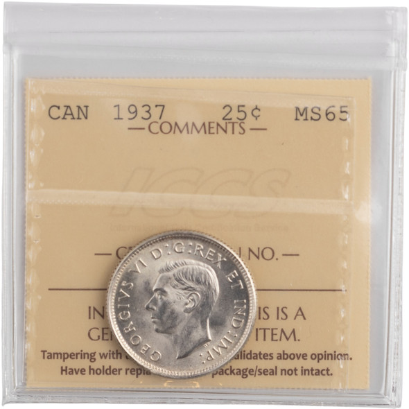 Canada: 1937 25 Cent ICCS MS65 Lot#3