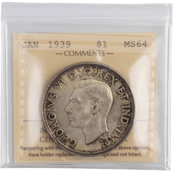Canada: 1939 Silver Dollar ICCS MS64