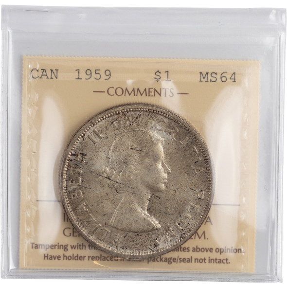 Canada: 1959 Silver Dollar ICCS MS64 #2