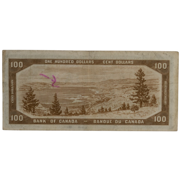 Canada: 1954 $100 Bank Of Canada Devil's Face Banknote  A/J BC-35b VF