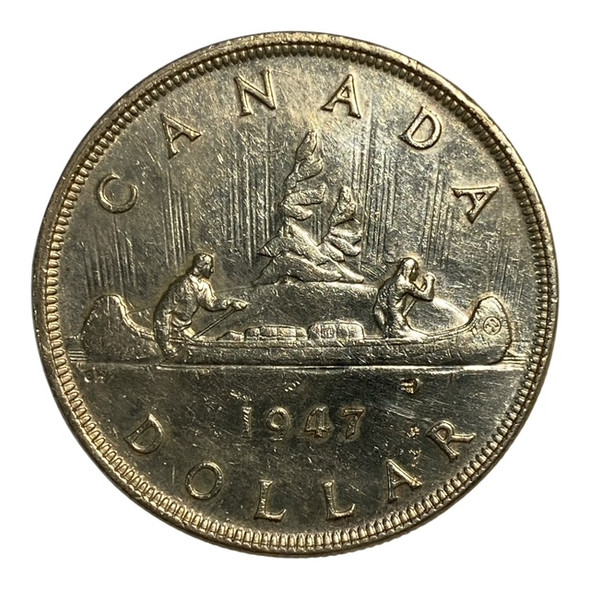 Canada: 1947 $1 Blunt 7 Silver Dollar EF40 Marks
