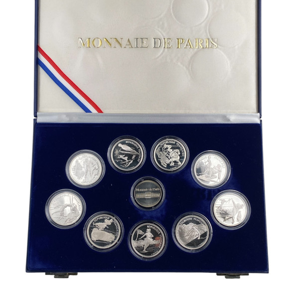 France: Olympic Albertville 1992 Silver 9 Coin Set **AT SPOT**