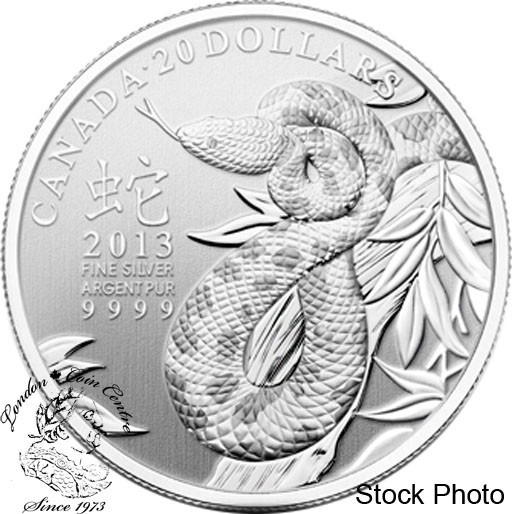 Canada: 2013 $20 The Year of The Snake 1/4 Oz Silver Coin *No Box*