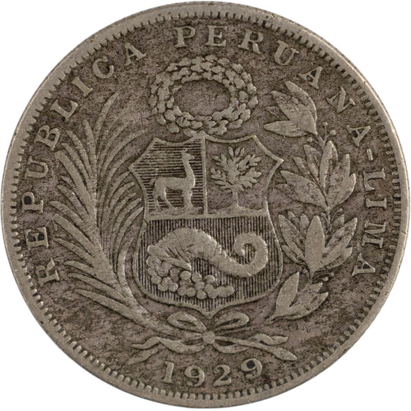 Peru: 1929 Silver 1/2 Sol