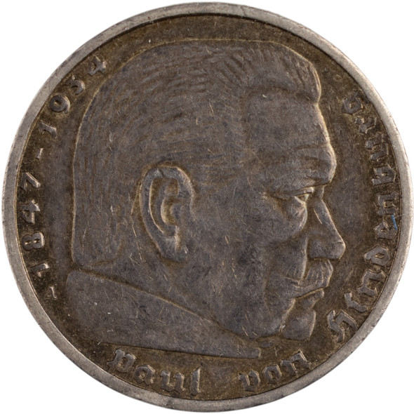 Germany: 1938 A Silver 5 Marks Third Reich