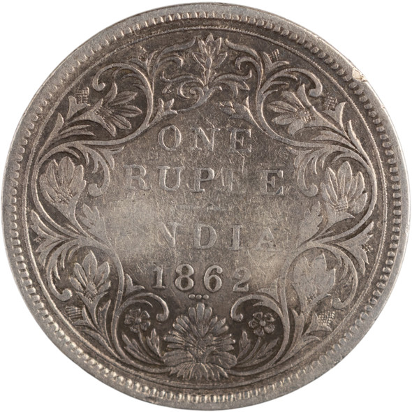 India: 1862 Silver One Rupee