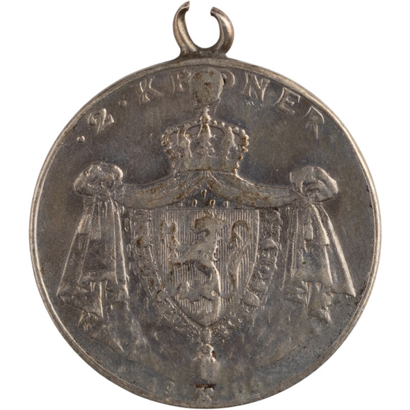 Norway: 1905 Silver 2 Kroner with loop added