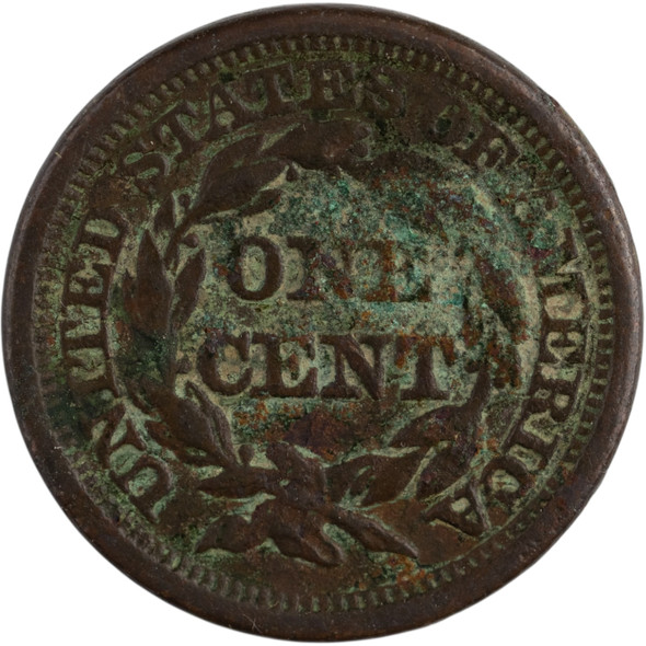 United States: 1848 Braided Hair Cent F (Corrosion)
