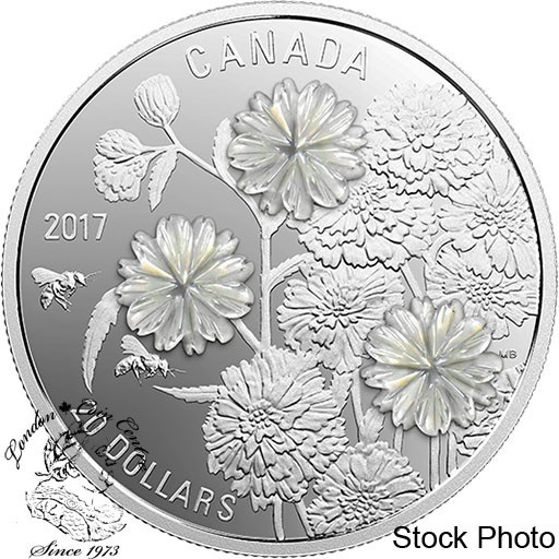 Canada: 2017 $20 Pearl Flowers Silver Coin *Toned*