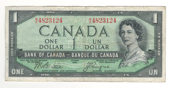 Canada: 1954 $1 Bank Of Canada Devil's Face  Banknote M/A