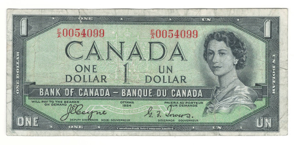 Canada: 1954 $1 Bank Of Canada Devil's Face  Banknote E/A