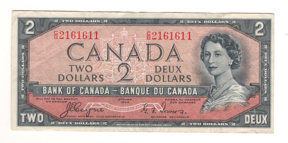 Canada: 1954 $2 Bank Of Canada Devil's Face  Banknote C/B