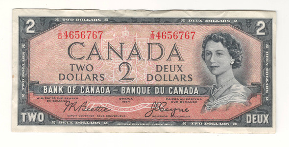 Canada: 1954 $2 Bank Of Canada Devil's Face  Banknote I/B