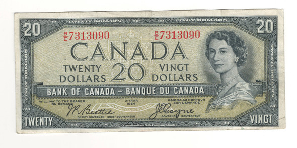Canada: 1954 $20 Bank Of Canada Devil's Face  Banknote B/E