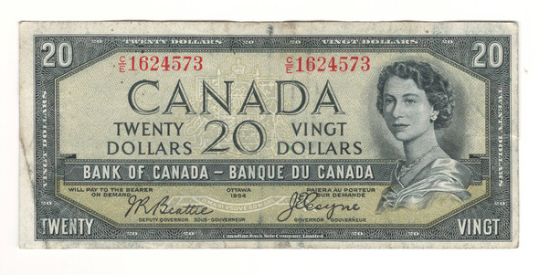 Canada: 1954 $20 Bank Of Canada Devil's Face  Banknote C/E