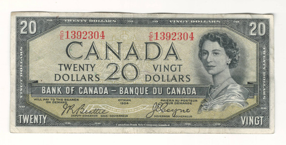 Canada: 1954 $20 Bank Of Canada Devil's Face  Banknote C/E #3