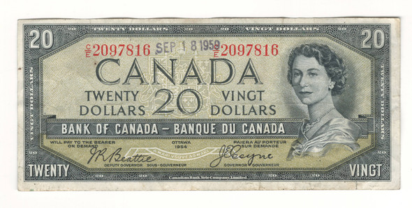 Canada: 1954 $20 Bank Of Canada Devil's Face  Banknote C/E #4