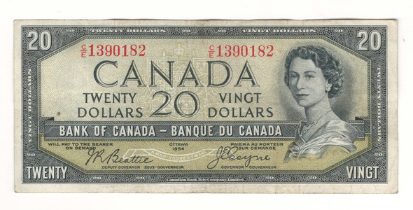 Canada: 1954 $20 Bank Of Canada Devil's Face  Banknote C/E #7