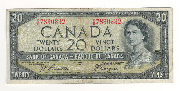 Canada: 1954 $20 Bank Of Canada Devil's Face  Banknote D/E