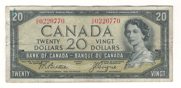Canada: 1954 $20 Bank Of Canada Devil's Face  Banknote D/E #5