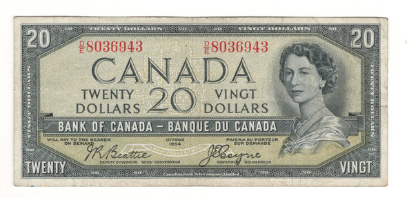 Canada: 1954 $20 Bank Of Canada Devil's Face  Banknote D/E #6