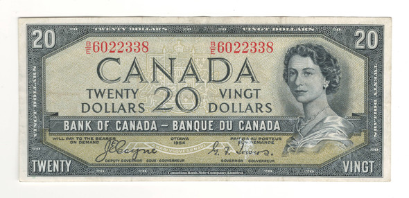 Canada: 1954 $20 Bank Of Canada Devil's Face  Banknote B/E #2