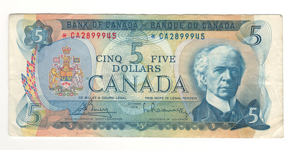 Canada: 1972 $5 Bank Of Canada Replacement Banknote *CA