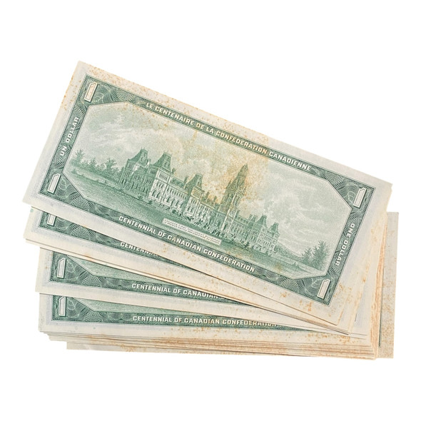 Canada: 1867 - 1967 $1 Bank Of Canada Banknote BC-45a 36 Pieces **Stained**