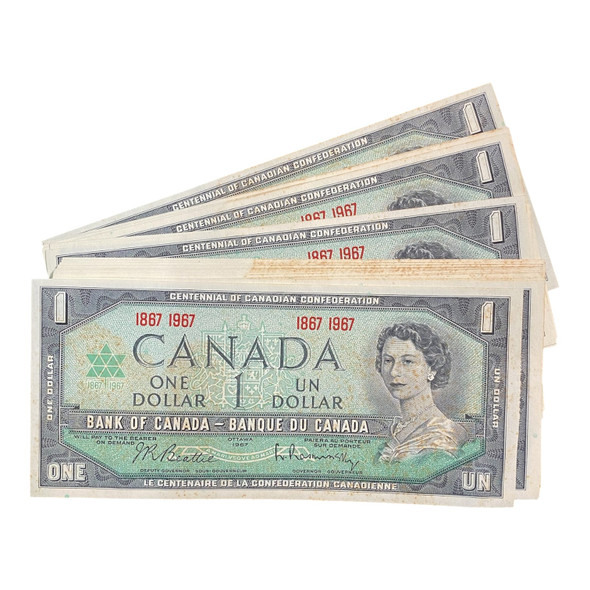 Canada: 1867 - 1967 $1 Bank Of Canada Banknote BC-45a 36 Pieces **Stained**