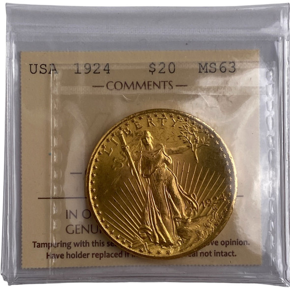 United States: 1924 Gold $20 Walking Liberty  **No Credit Cards**