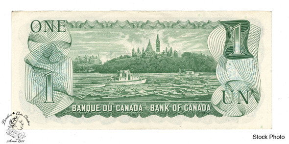 Canada: 1973 $1 Bank Of Canada Banknote Crow-Bouey BC-46b 3 Letters AU-Lightly Circulated