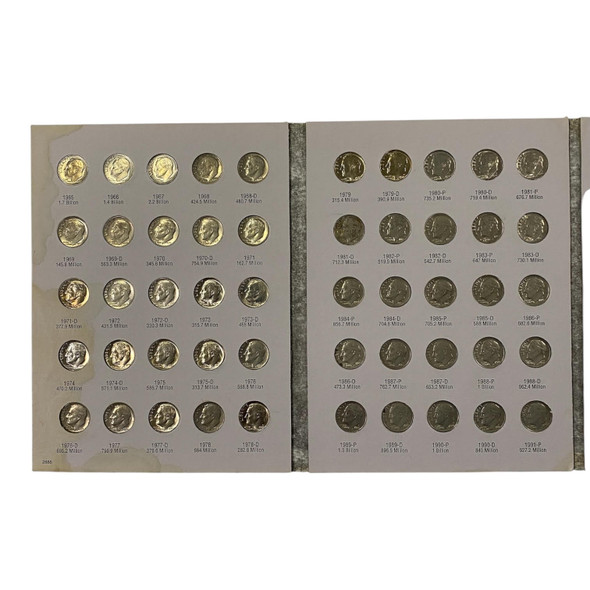 United States: 1965 - 2003 Roosevelt Dime Collection in Book - Complete! (74 pcs)