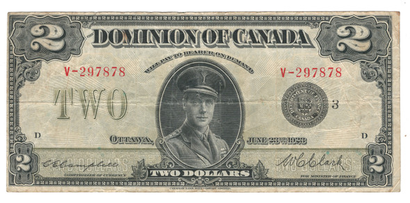 Canada: 1923 $2 Banknote - Dominion of Canada DC-26k F15