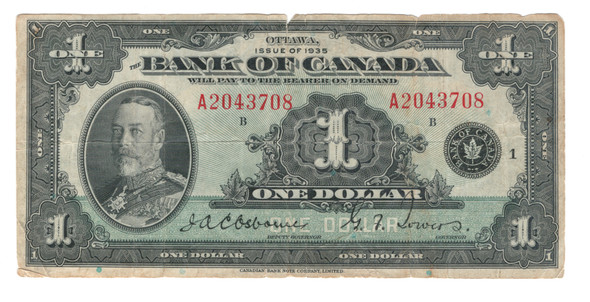 Canada: 1935 $1 Banknote - Bank of Canada English  BC-1 F12