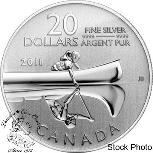 Canada: 2011 $20 Canoe Pure Silver **In Capsule Only**