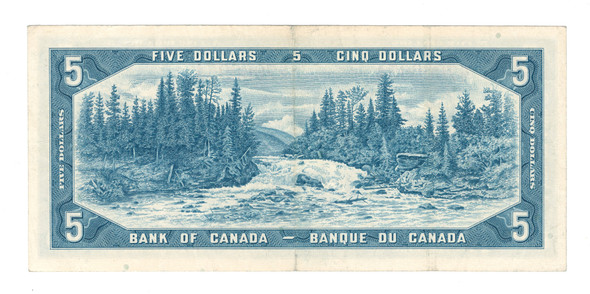 Canada: 1954 $5 Bank Of Canada Banknote Beattie-Rasminsky Circulated